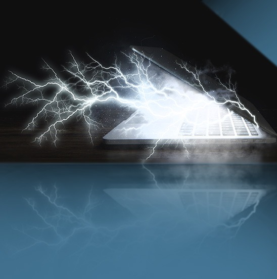 image of lightning emanating from a laptop computer for gwennjones.com